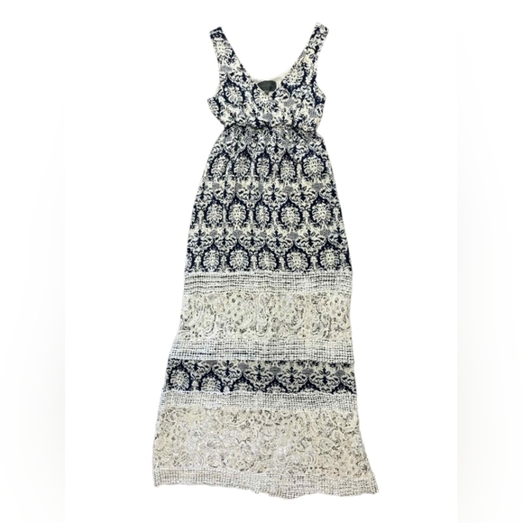 Sunday In Brooklyn Anthropologie Dress Lacey Maxi Tank Blue/White Size Small EUC - Picture 5 of 9